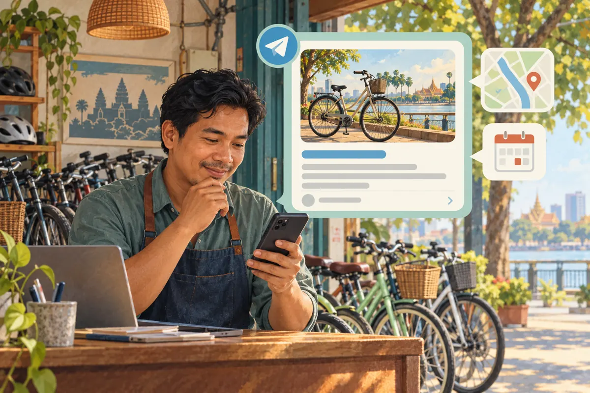Guide, Map or Booking Page? Telegram Link Previews for Cambodian Bicycle-Rental Shops